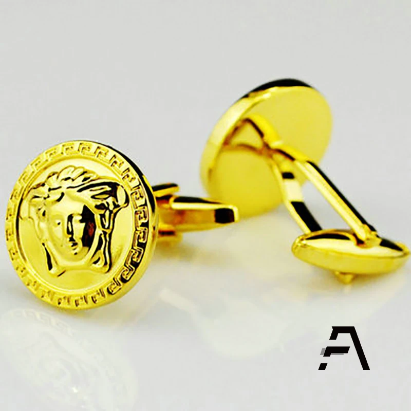 Золотые женские запонки со змеиным ворсом