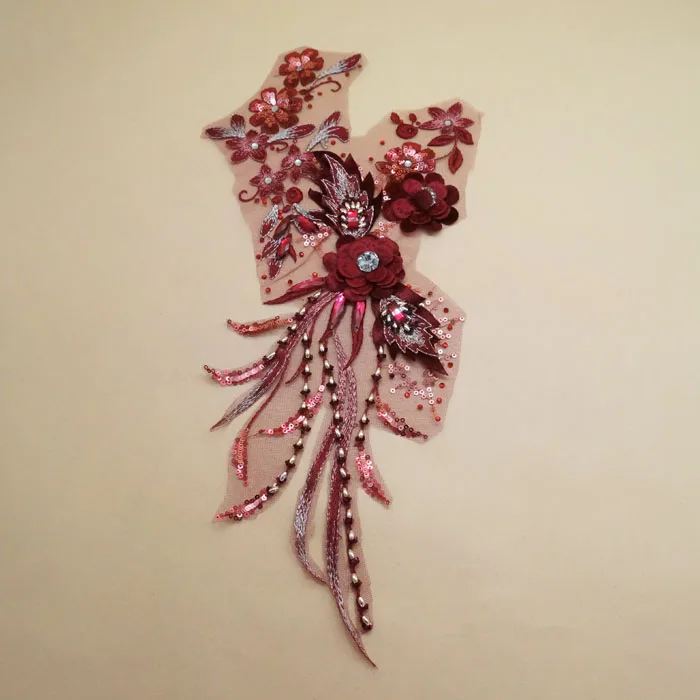 3d embroidery navy sequin beaded appliques motifs