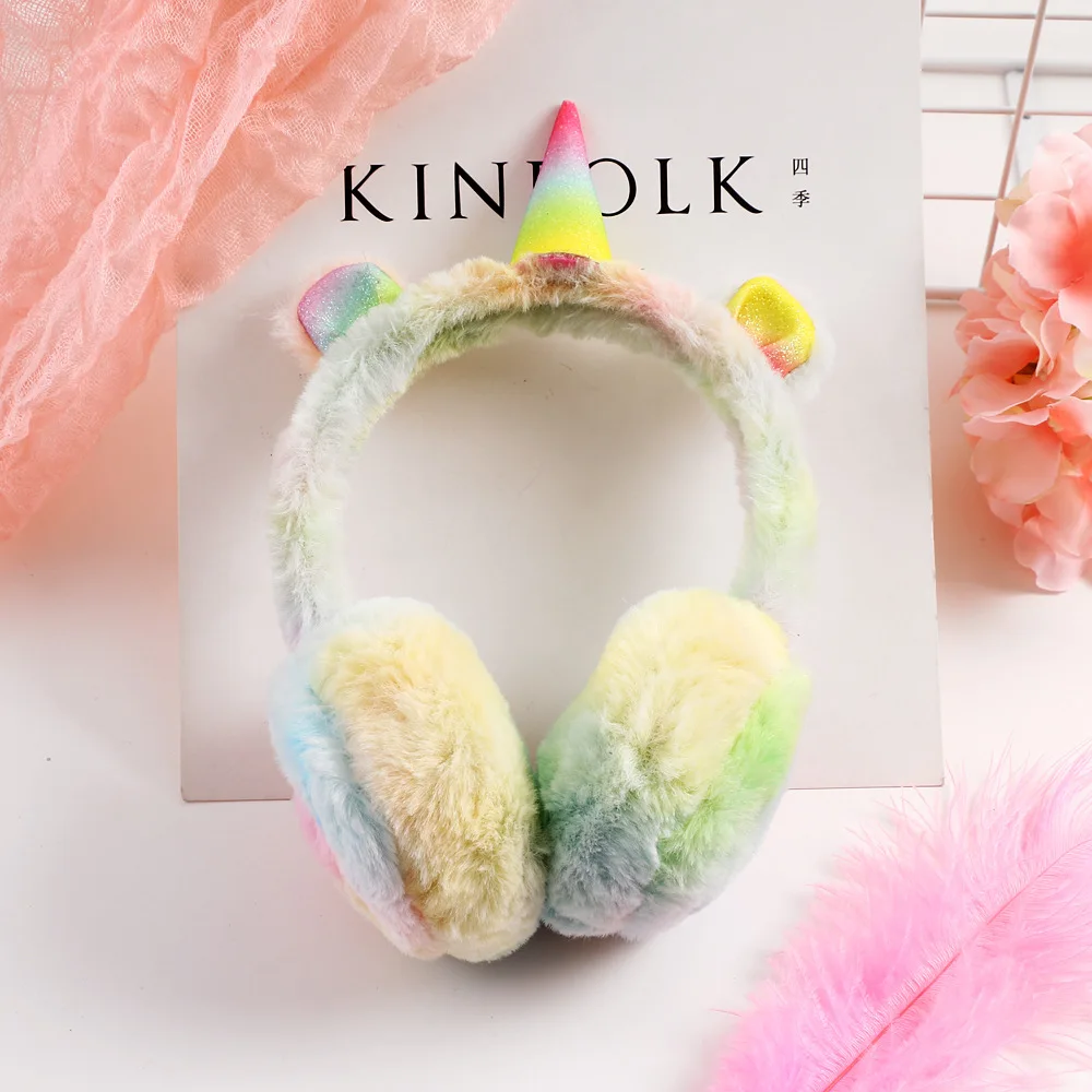 Winter Cute Unicorn Earmuff 1-5-year-old Baby Ear Sleeve Cartoon Gradient Plush Warm Earmuffs