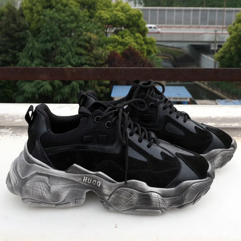 Дропшиппинг изготовленным на заказ логосом модная женская обувь из натуральной кожи с не сужающимся книзу массивным спортивная обувь; Весенняя женская обувь на платформе; Повседневная женская обувь