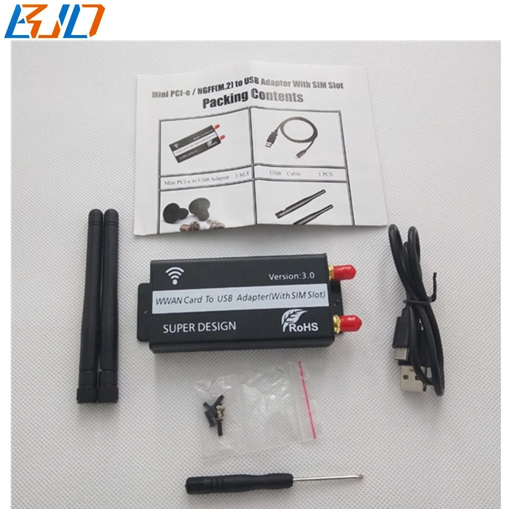  Mini PCI-E PCIe 52Pin к USB 2 0 адаптер карты двойная антенна с защитным чехлом для GSM GPS GPRS WLAN 3G 4G LTE модуль