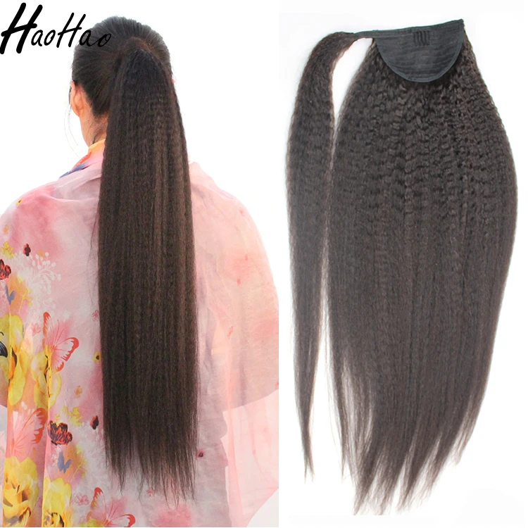Large Stock Wholesale No Tangle No Shedding Kinky Straight Human Hair Ponytail