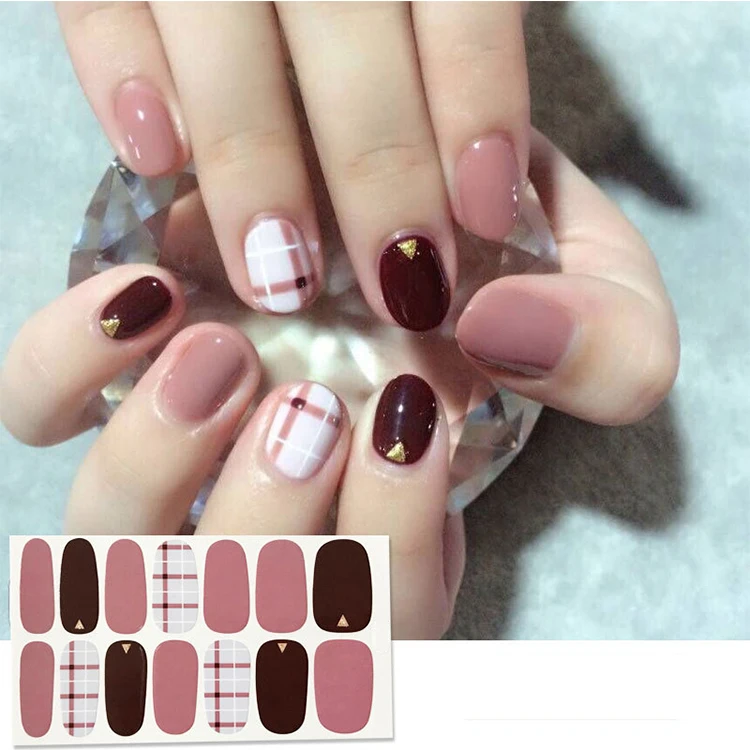 New design custom korean style beauty nail art sticker wraps decorations DIY vinyls adhesive nail glue sticker