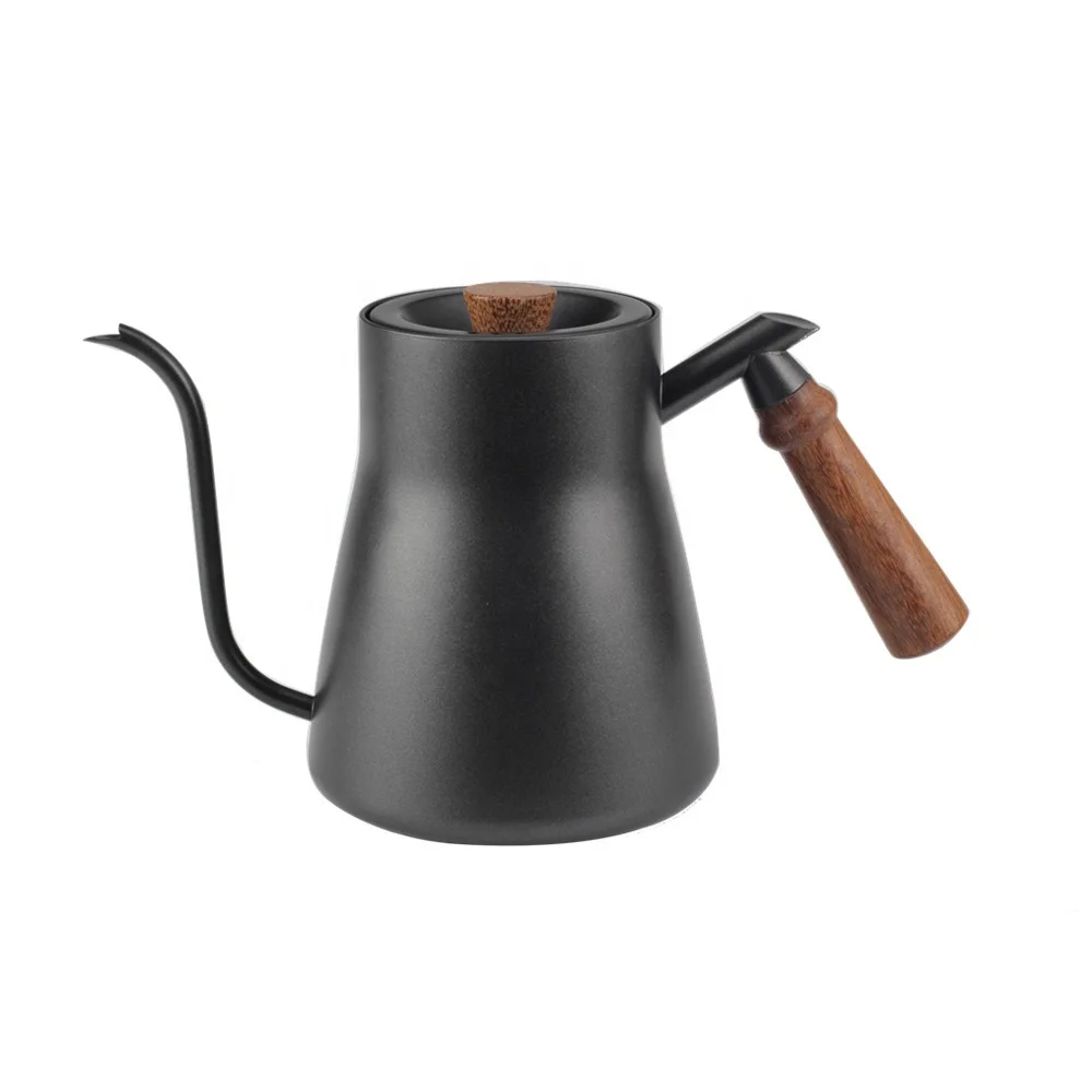 Wooden Handle  BREW PERFECT POUR Gooseneck Kettle - Stainless Steel Long Narrow Spout Coffee & Tea Pot