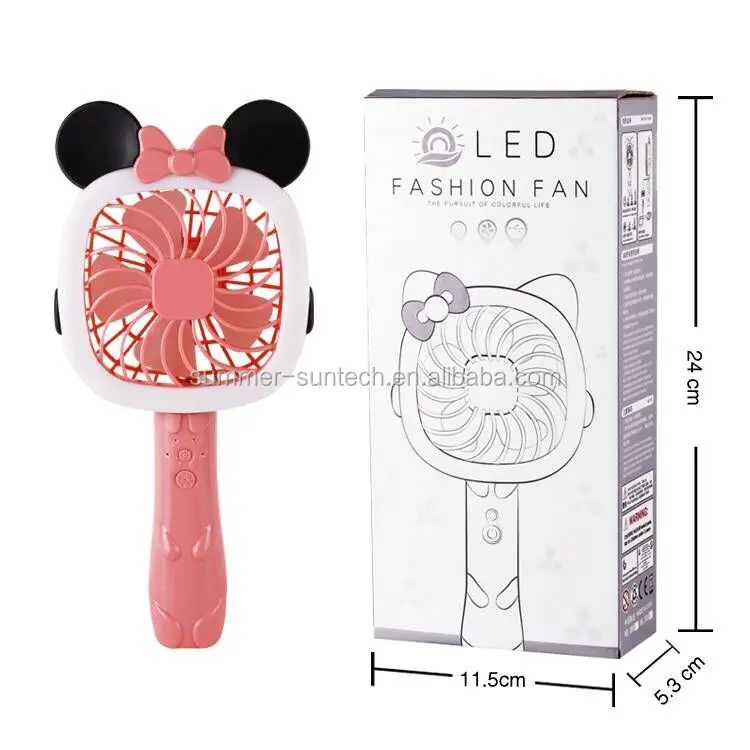 2017 amazon hot sell Mini Hand Held LED Light Fan Battery Operated Customized Message LED Mini Fan