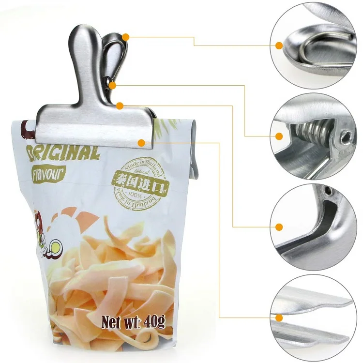 
Stainless Metal Food Bag Sealing Clip Portable Bag Clips Stainless Steel Food Bag Clips 