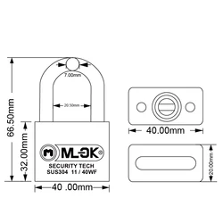 MOK W101 high security lock brass padlock master key system rectangular padlock chrome plated finished