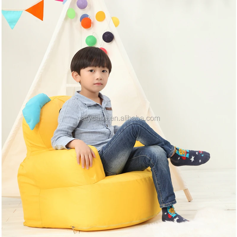 silk screen print yellow cartoon bean bag chair, lovely fancy beanbag sofa seat cushion