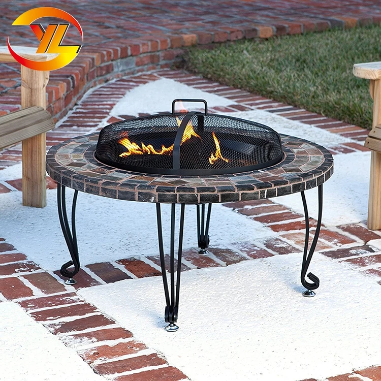 Fire Pit Mat Natural Stone Fire Place Copper Accents Slate & Marble Fire Pit