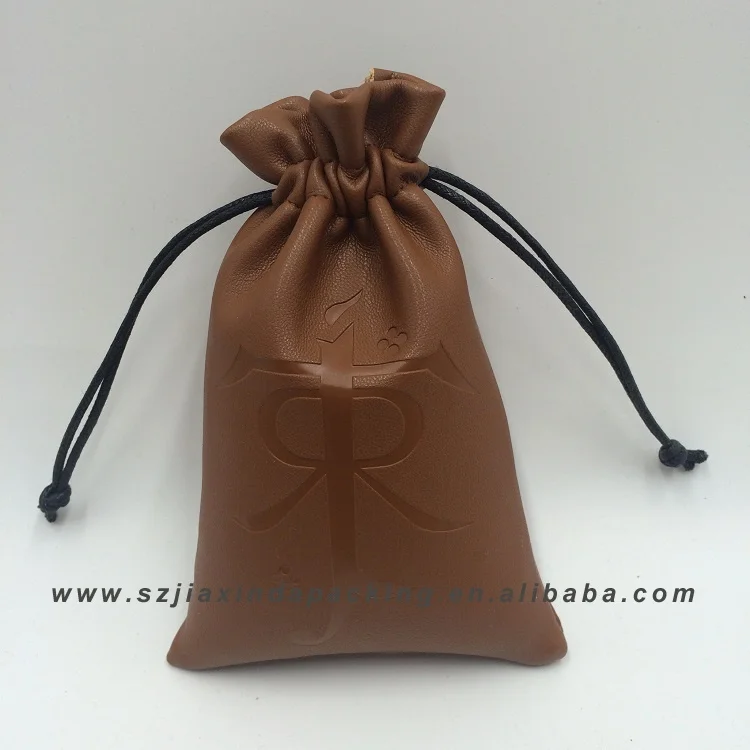 Custom Brown Faux Leather Pouch For Watch