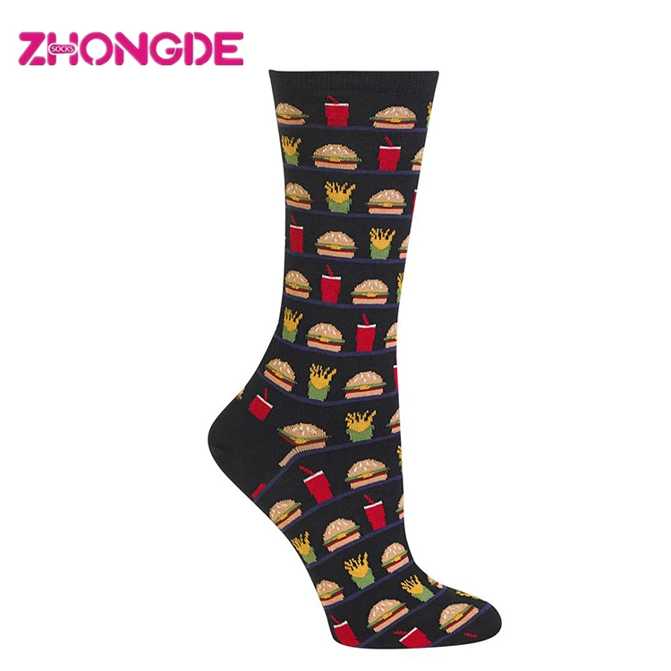 Fun funky novelty men silly socks fast food brand donut crew socks