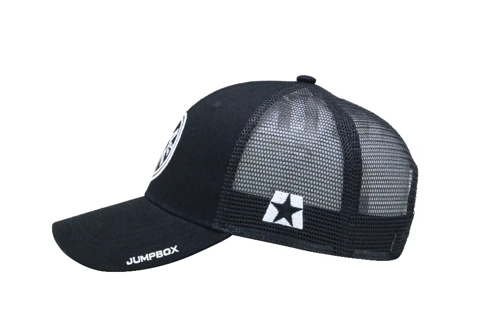 
Black Custom caps logo Embroidery 6 Panel Mesh Trucker Hat 
