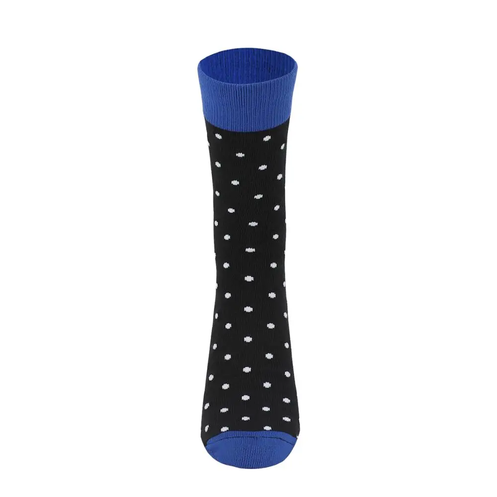 Wholesale thin breathable mens navy polka dots happy dress socks