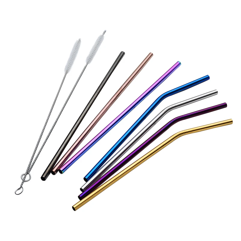 wine accessories stainless 18/10 steel gold drinking straws with logo