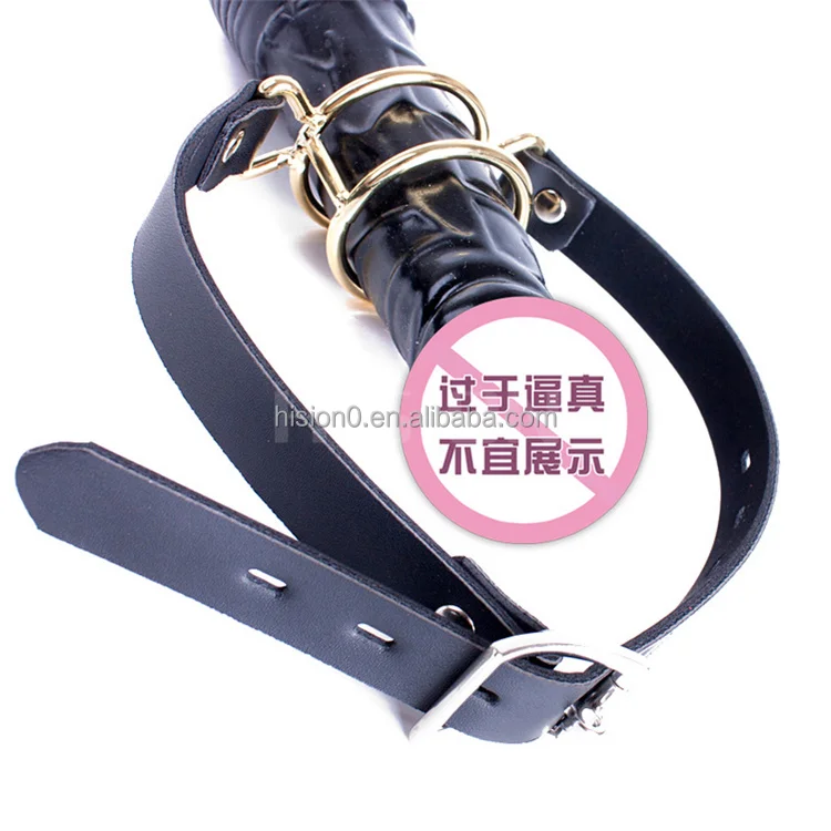 Adult Slave Toy Harness Deep Throat Mouth Open Gag Can Put Penis Inside Leather Strap Stainless Steel Dual O-rings Oral Fetish