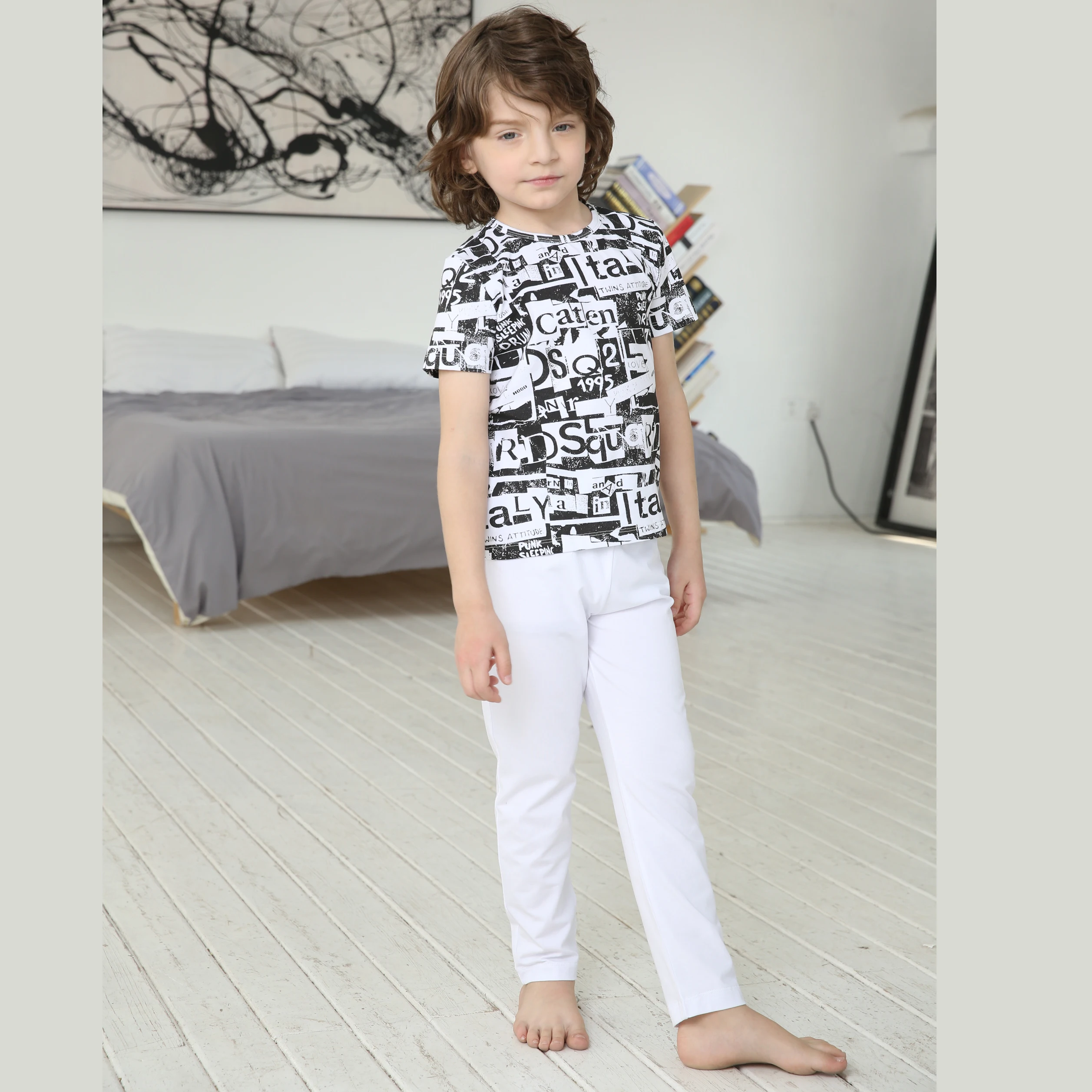 New fashion European style printing kids clothing set children clothes boys
