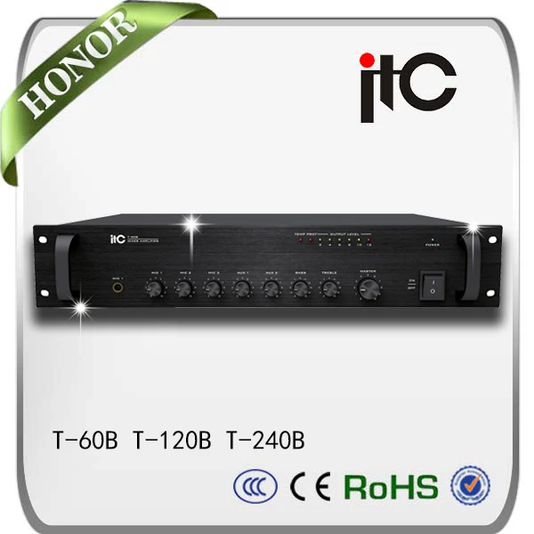 
ITC T-60B Series 60W to 650W Selection Balanced Mic Input BGM Mixer PA Amplifier 