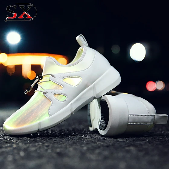 2018 Luminous Rechargeable App Remote Controlled Color Changing Shiny Led Light Up Adult Fiber Optic Tennis Shoes And Sneakers