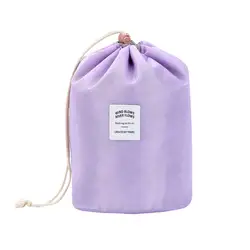 Custom LOGO Barrel Travel Pouch Portable Make Up Organizer Bags Fabric Makeup Cosmetic Bag