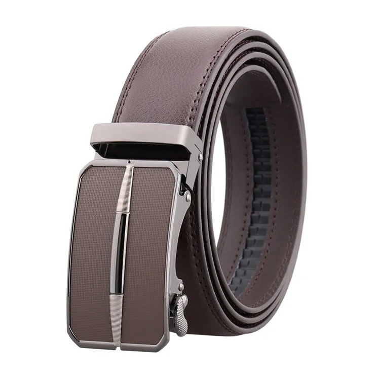 Custom Make Metal Buckle Ratchet Automatic Casual Genuine Leather Belts Mens Leather Belt