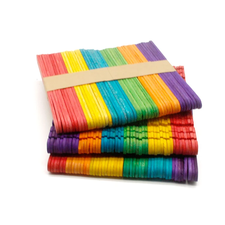 Wholesale Factory Colorful Wooden Ice Cream Stick Custom Popsicle Sticks
