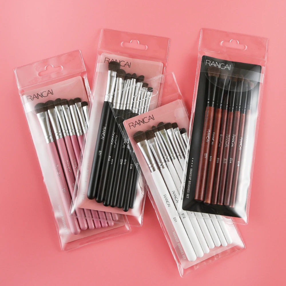 
RANCAI 7pcs EyeShadow Brushes Set Natural Horse Pony Hair Cosmetics Blending Smudge Shader Makeup Brushes 