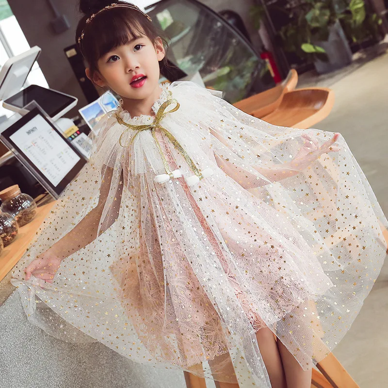 
Hot Sale Beautiful Kids Tutu Dress Capes Princess Evening Dress Girl Sequin Cape 
