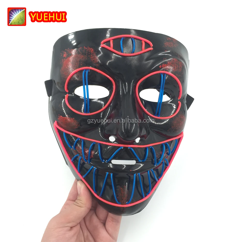 Wholesale Light Up EL Wire Neon Blue Glow Mask Rave Halloween Mask Voice Active Purge Led Mask for Easter Day China Supplier