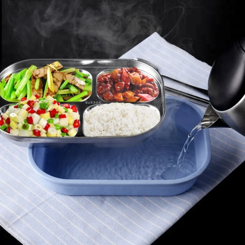 304 Stainless Steel Lunch Box 4 Compartment Leakproof Insulated Wholesale Bento Boxes for Kids Children