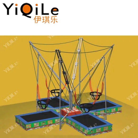 hot sale 4 in one mobile bungee trampoline on trailer, cheap trampoline for sale