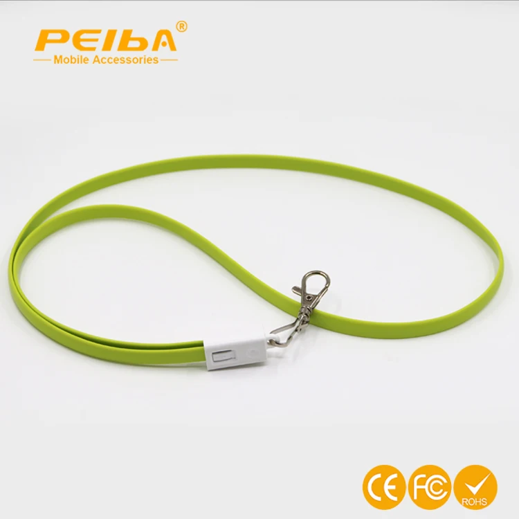 
Cool new gadgets 2017 long lanyard mobile data cable for iphone customized logo 2 in 1 lanyard usb charger cable 