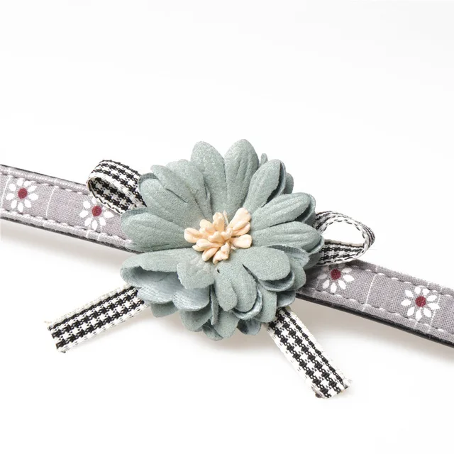Fashion Big Flower Metal Buckle Pet Custom Dog Collar  Cute PU Dog Cat Collar