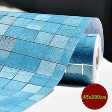45x200cm Waterproof Mosaic Aluminum Foil Self-adhensive Anti Oil Kitchen Wallpaper Heat Resistance Wall Sticker DIY Home Decor