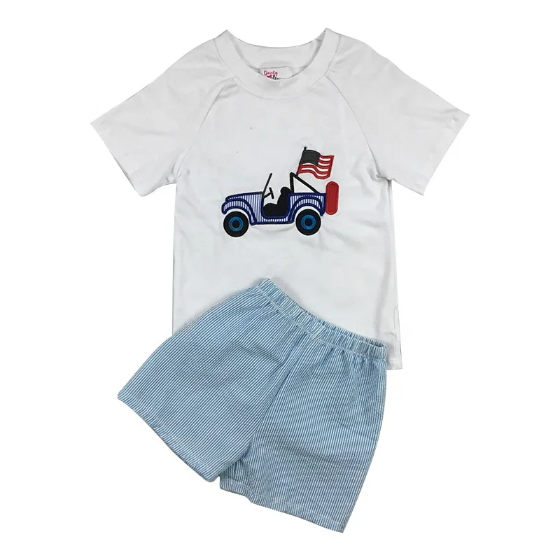 
Casual holiday beach wear children summer boutique clothes family clothing sets crab applique baby boy clothes sets 