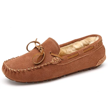 New 2015 winter women genuine leather loafers soft flat