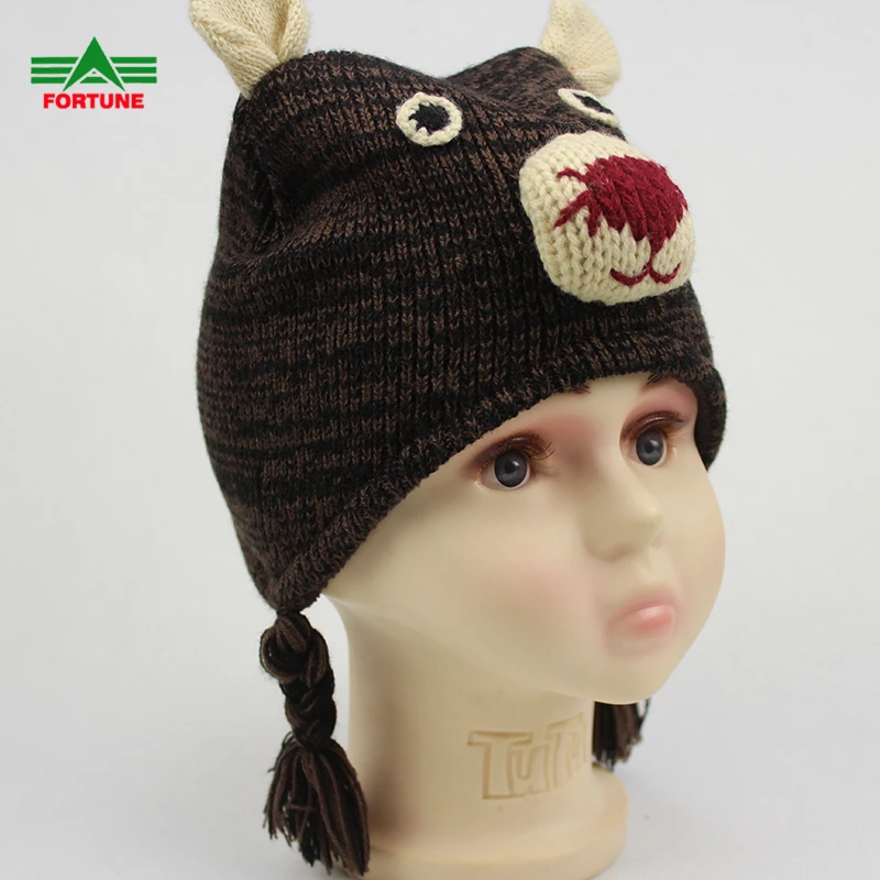 Winter Hats Knitted Baby Faces Cute Imitate Animal Earflap Hat Children Beanies For Kids With 3D Winter Animals