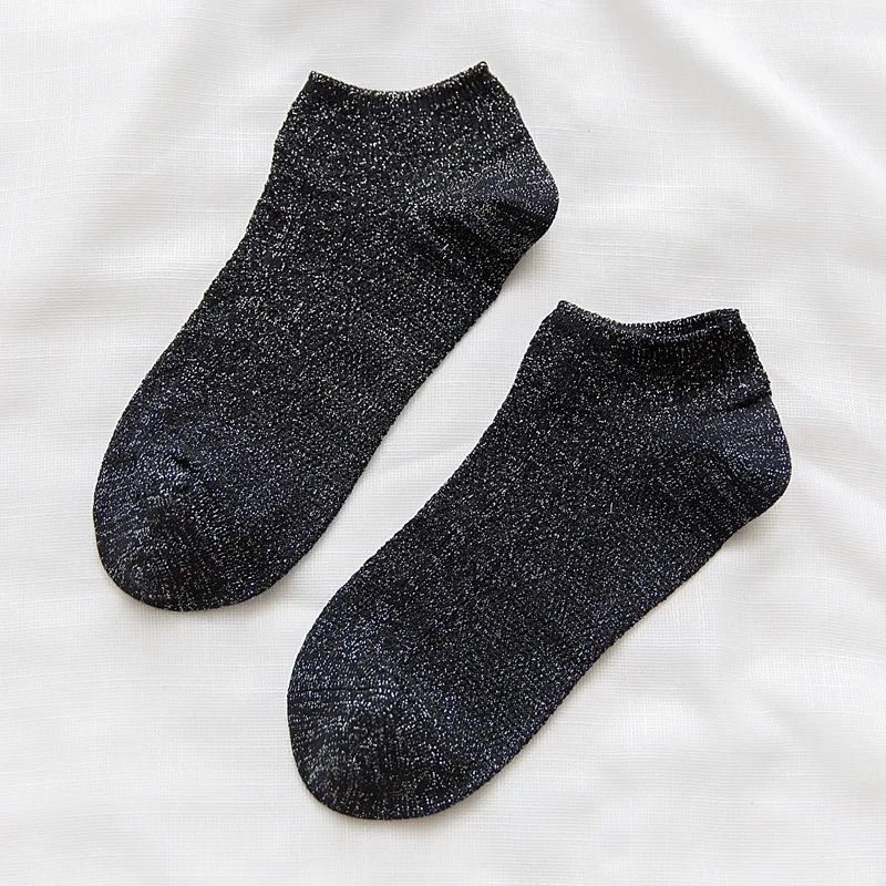 
Glitter Women Fashionable Gold Silk Colorful Casual Shining Socks 