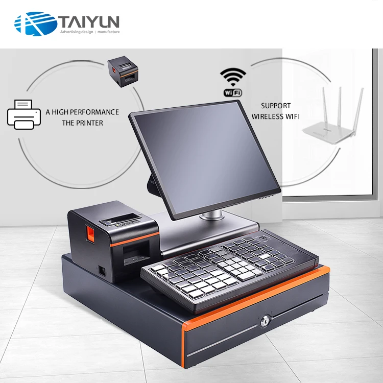Windows os dual screen pos system cash register for restaurants and supermarket