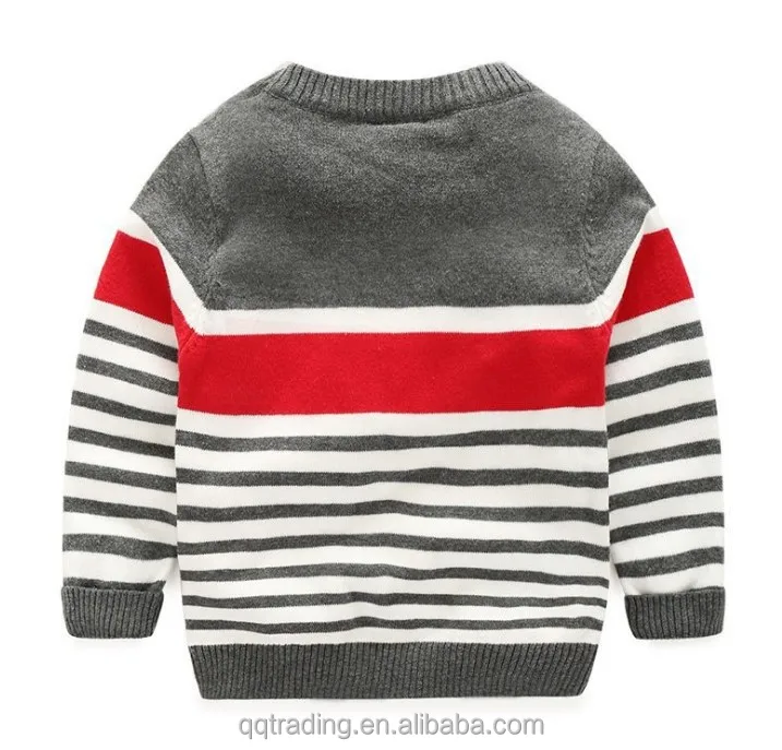 2017 New style round neck pullover fall winter knitting patterns children stripes cotton sweater designs for kids