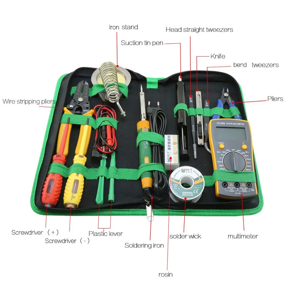 BST-113  High Quality Factory Direct 16 in 1 Multi-functional Mobile Repair Kit  iPhone Repairing Mechanical Multimeter Tool Kit
