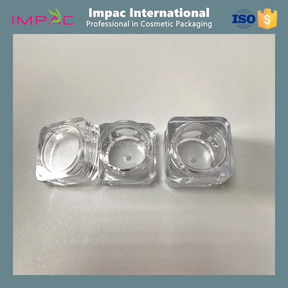 Small 5g crystal clear plastic square lip balm containers