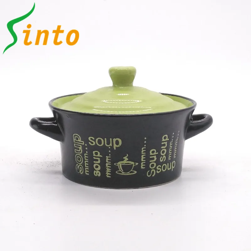 Best ceramic hot soup pot with two handles and lid