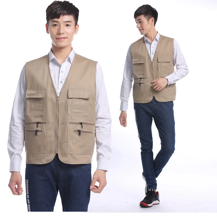 Жилет-нагрудник мужской с несколькими карманами, жилет для рекламы, фотосъемки, рыбалки, журналиста, волонтерский жилет с индивидуальным принтом