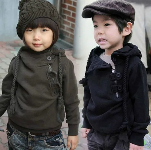 Sping Autumn Children Hoodies Korean Dashing Inclined Zipper Kids Hoody Outwear Grey And Dk Blue Colour