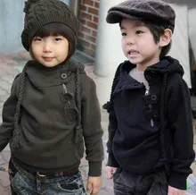 Sping Autumn Children Hoodies Korean Dashing Inclined Zipper Kids Hoody Outwear Grey And Dk Blue Colour Boy Girl Top