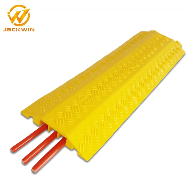 1000mm Yellow Indoor Plastic 3 Channel Cable Protector Guard Ramp PVC Cable Cover