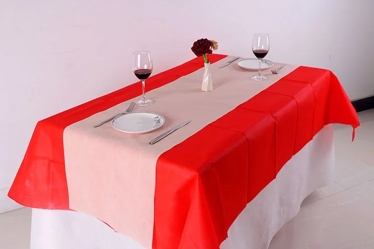 
China Factory black / navy blue Custom table cloth colorful wedding decor christmas non woven table cloth 