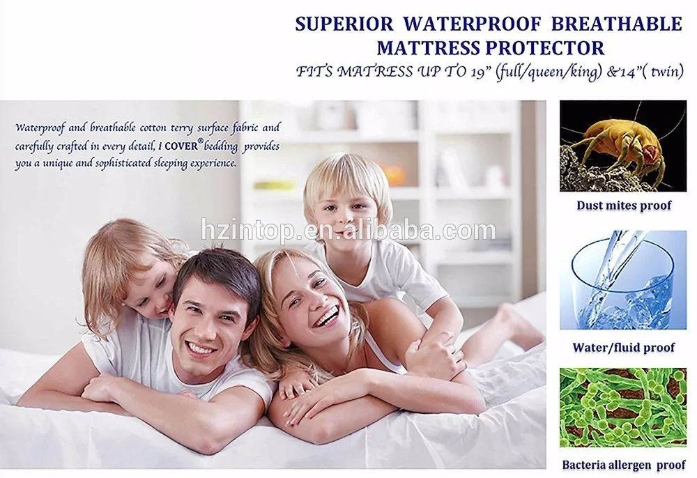 Top I allergens 100%  Waterproof fabrics Machine Washable bed sheet  Mattress Protector
