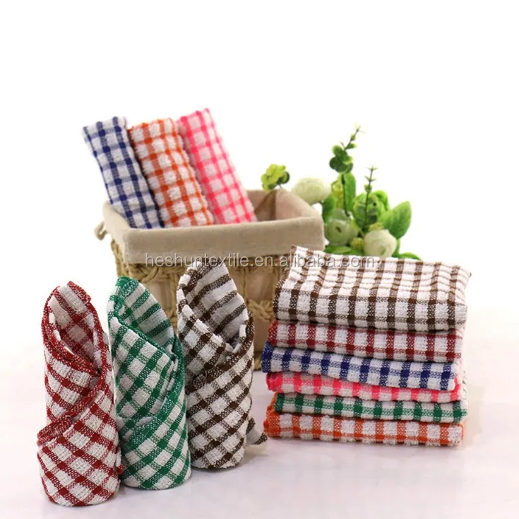 Cheap cotton woven kitchen tea towel set dishcloth