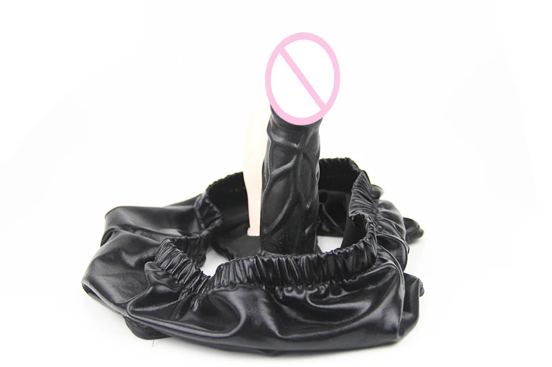 13.5CM Long Dildo Briefs Masturbation Female black Shorts Underwear briefs with dildo plugs&anal plug adult sex toy